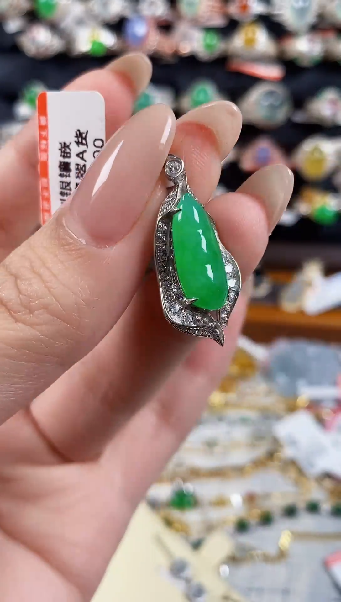 银S925镶嵌戒指翡翠 天然A货翡翠115