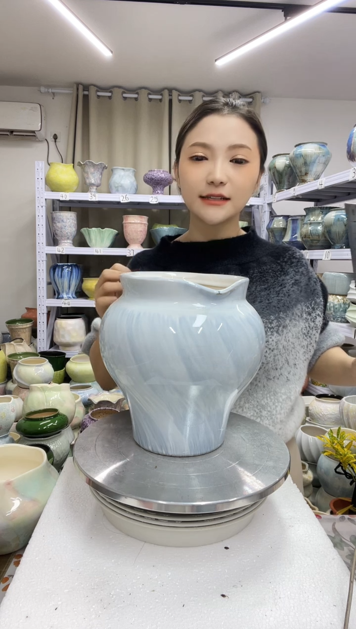 微瑕  口  底部高温开裂 【12.25】花盆链接 高： 23 口：16