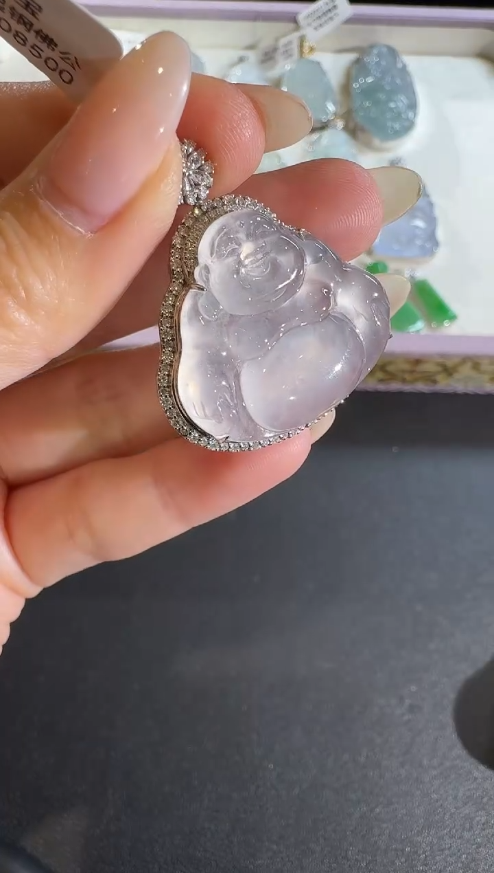 【闪购商品】翡翠吊坠(不含链)18K金镶嵌【源头工厂】钻石镶嵌