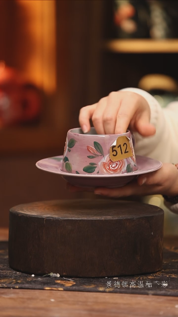 陶瓷景德镇高温釉下手绘陶瓷@L512@