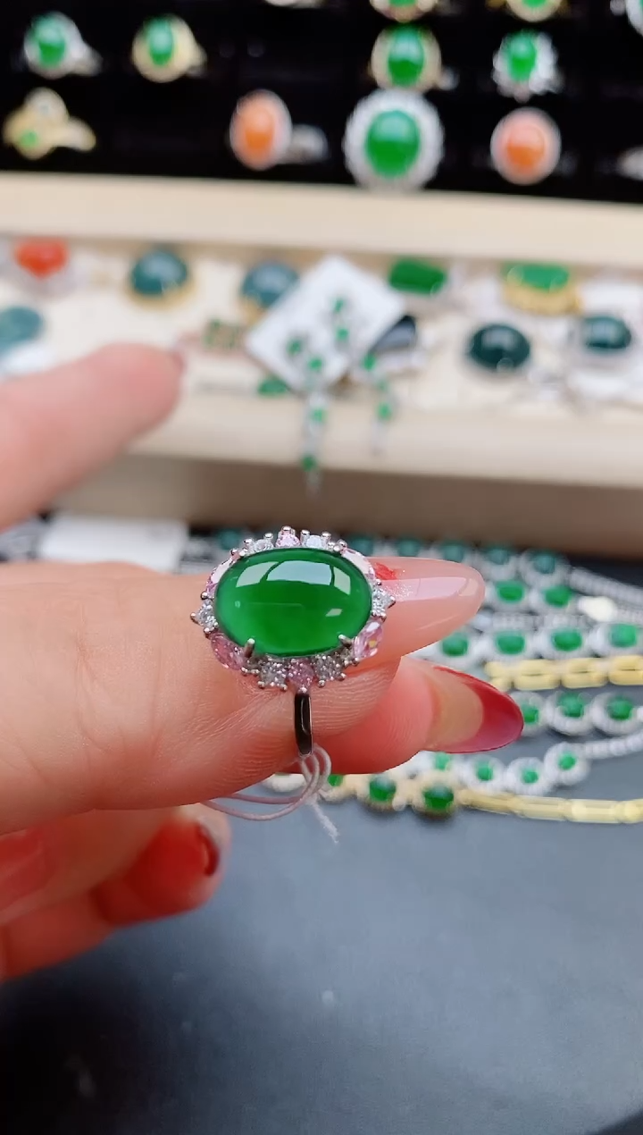 【闪购商品】翡翠戒指银S925镶嵌080550