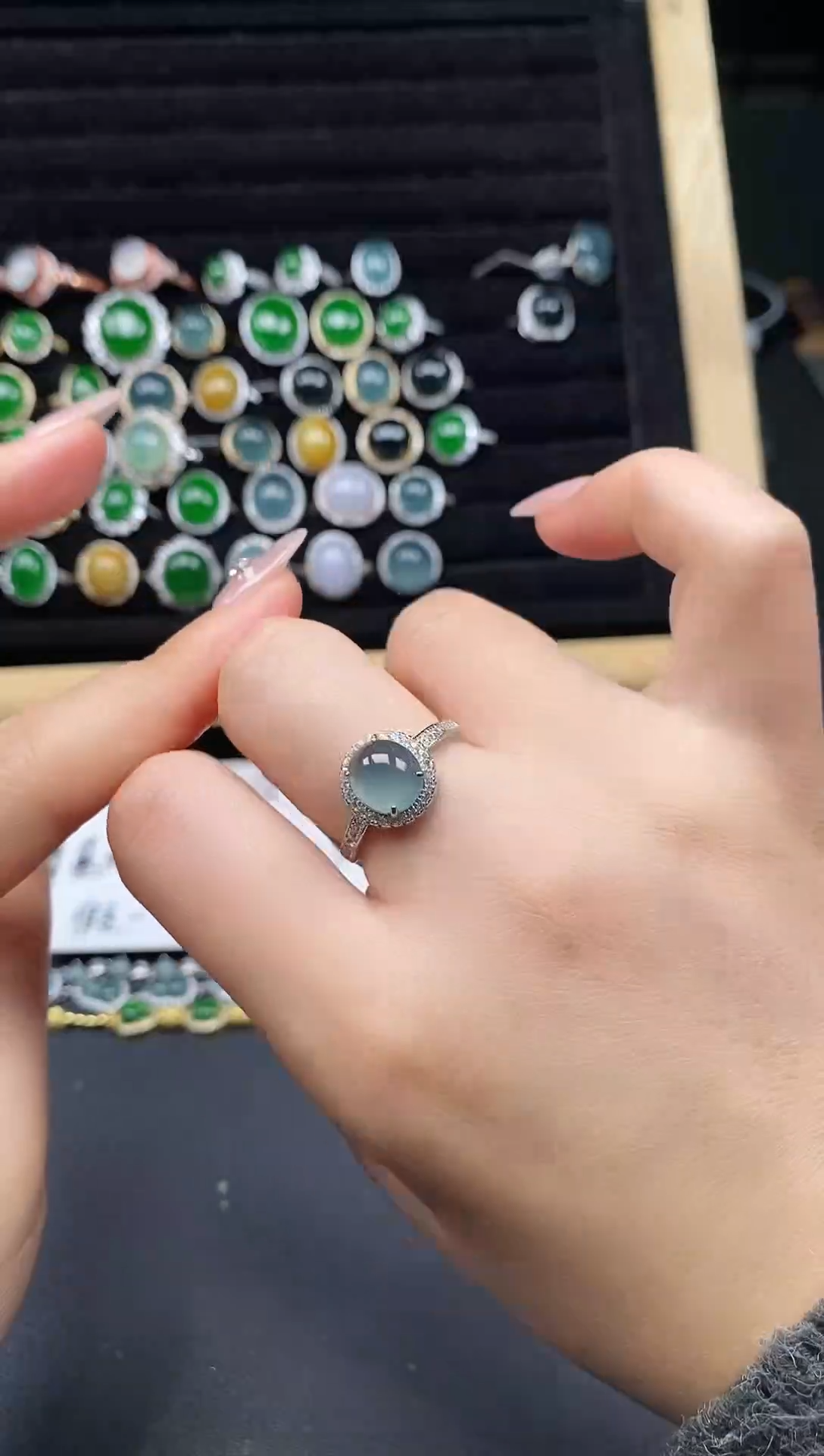 银S925镶嵌戒指翡翠111
