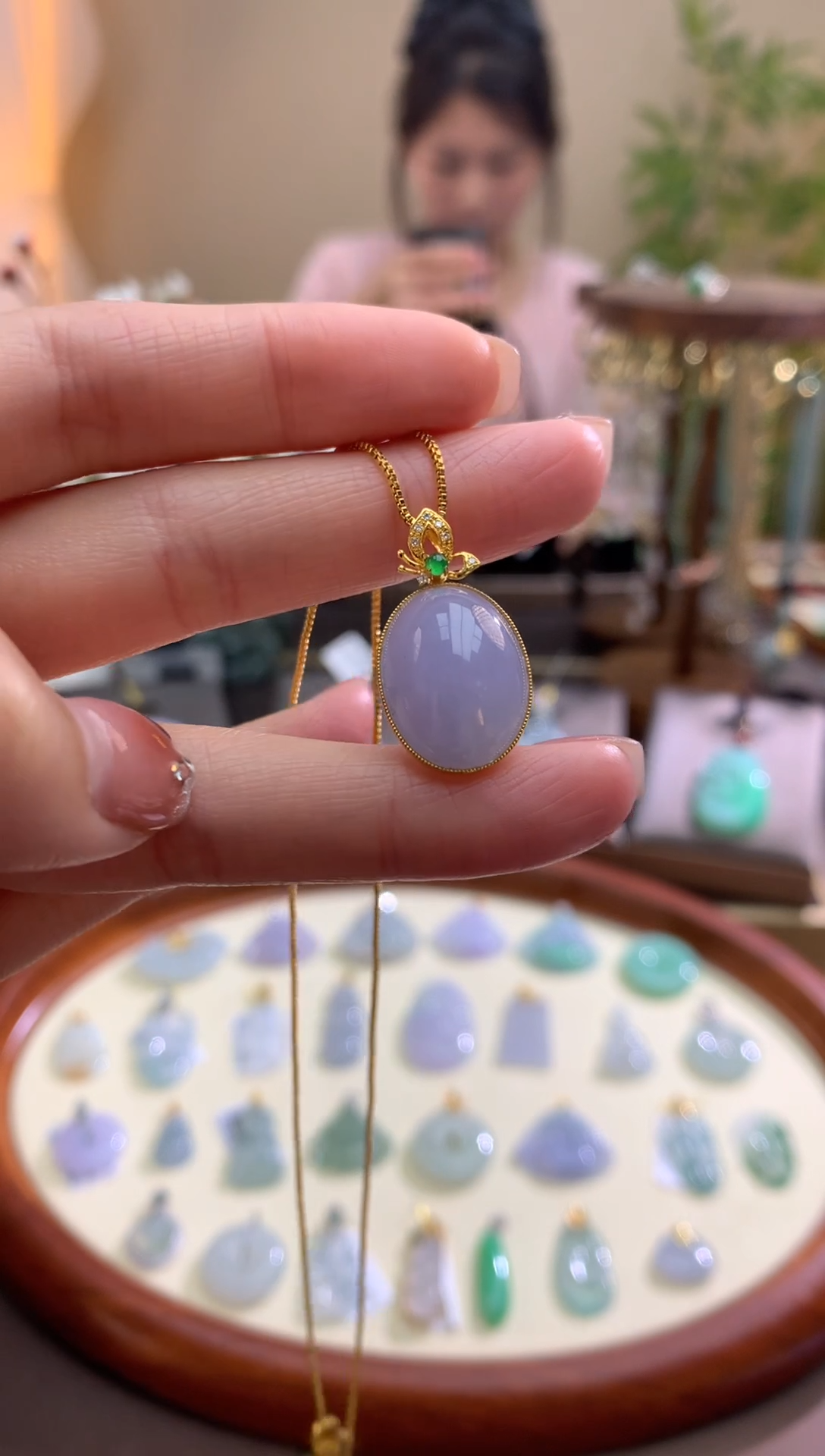 【闪购商品】翡翠颈饰18K金镶嵌蛋面