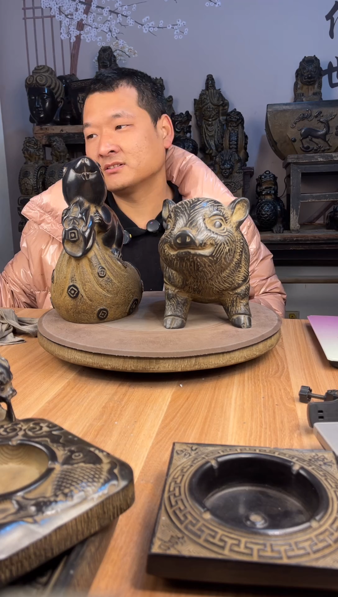 石材青石仿古25发财鼠一只30发财猪一只
