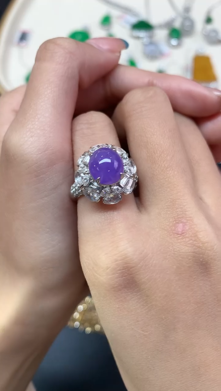 【闪购商品】翡翠戒指18K金镶嵌戒指A542|118000