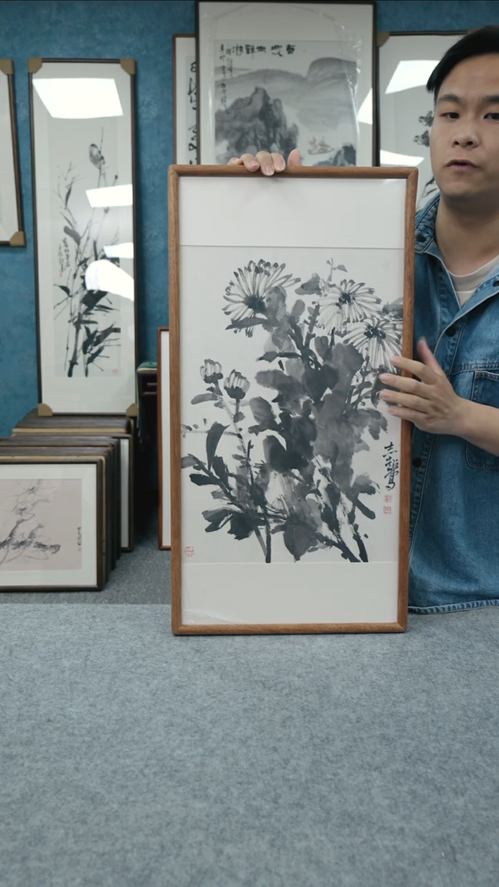 国画33*66郑志超老师花鸟带框