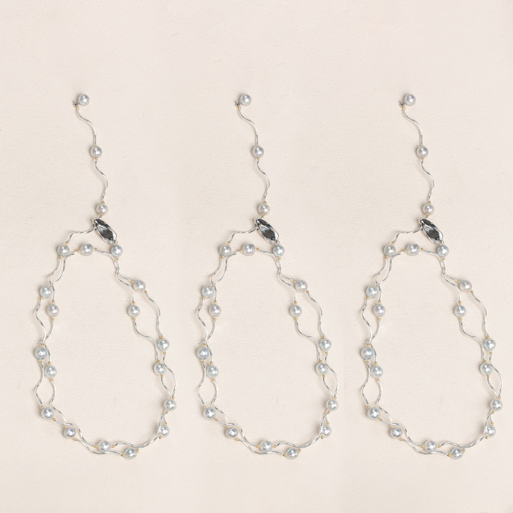 【叭哒不惑】7-8mm银蓝akoya海水珍珠项链 长约80cm 多样性发一