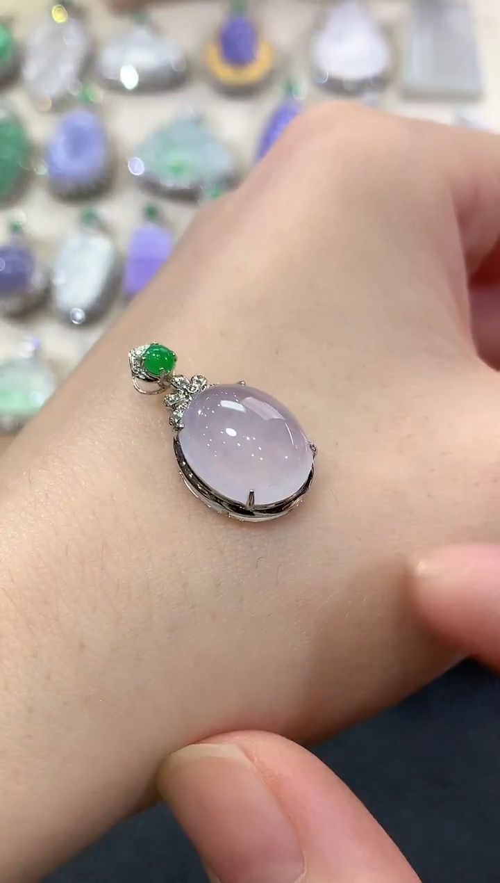 吊坠(不含链)18K金镶嵌翡翠冬日珠宝E43紫货有色差