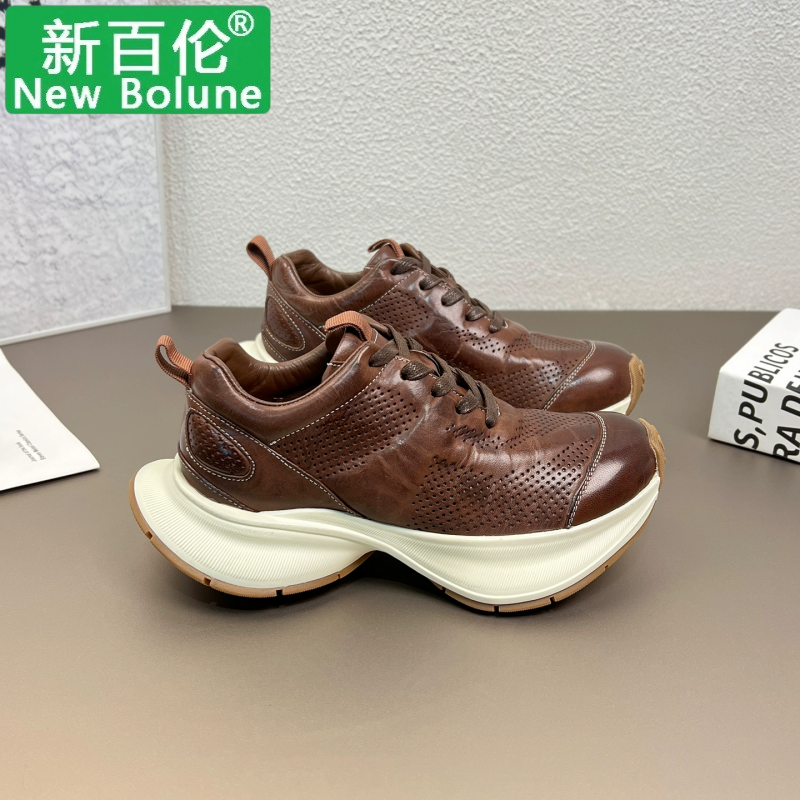 新百伦男鞋高级感小众老爹鞋2025秋季新款马皮厚底增高运动休闲鞋