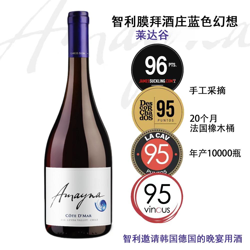 【正牌】智利-艾玛娜蓝色幻想海岸干红葡萄酒14度750ML B