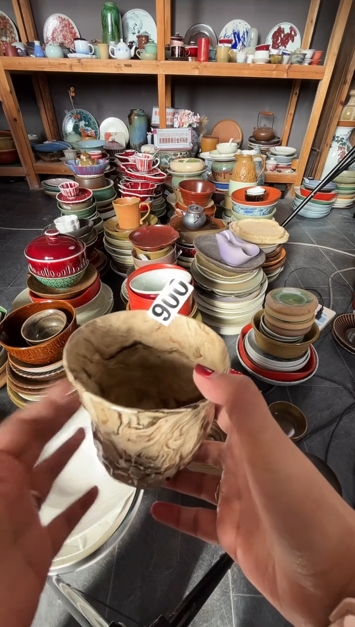 瓷片咖****?900绞胎泥杯子