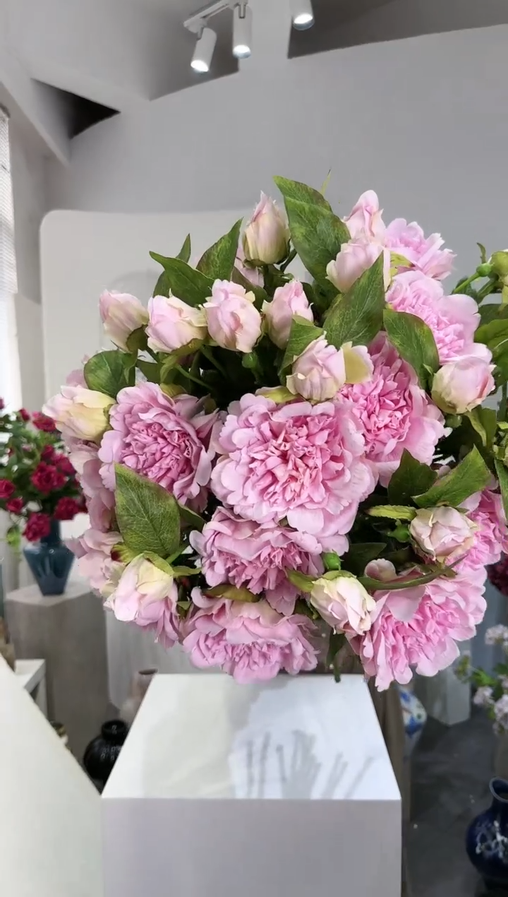 【闪购商品】藤6支粉色牡丹花（不含花瓶）