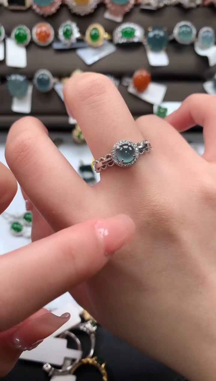 【闪购商品】翡翠戒指银S925镶嵌52314