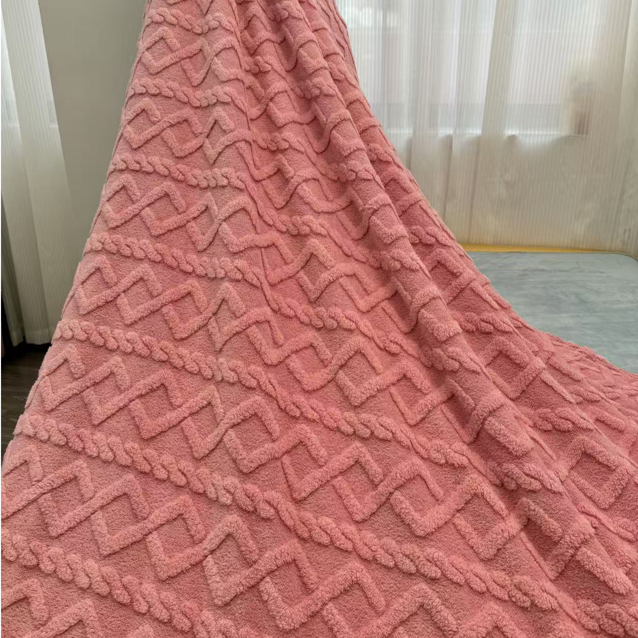 纯色双面塔芙蓉加绒毛毯