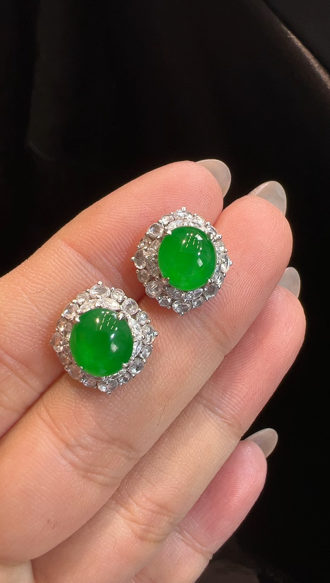 【闪购商品】翡翠耳饰18K金镶嵌耳饰