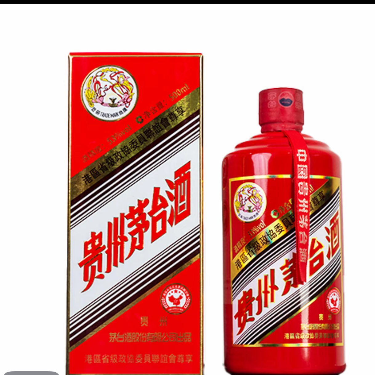 KWEICHOW MOUTAI/贵州茅台53度500ml 酱香型白酒港红53度