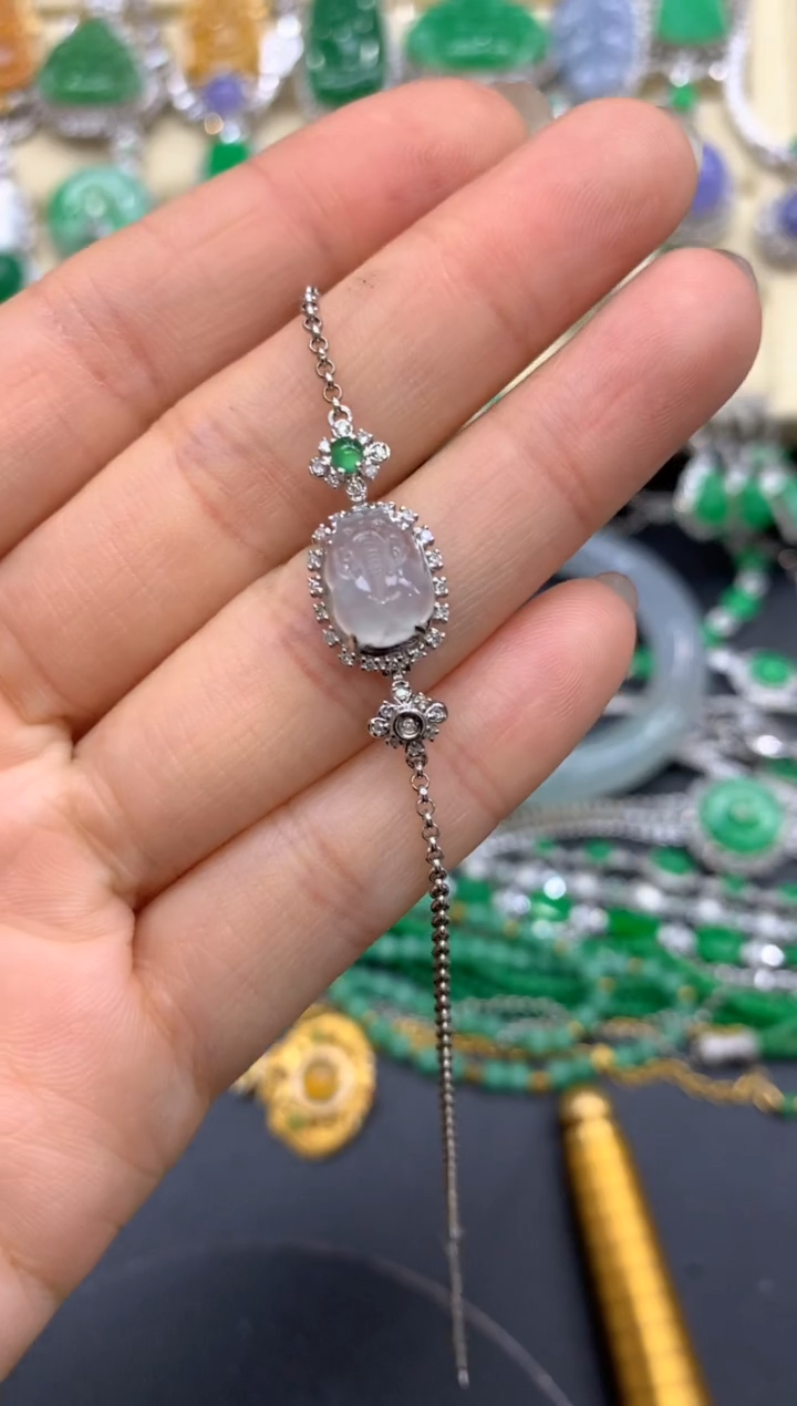 【闪购商品】翡翠手链18K金镶嵌366-中国好珍宝