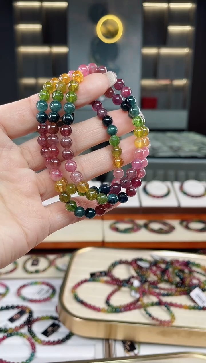 未镶嵌老矿碧玺三圈手串6mm+碧玺多样性发一条T