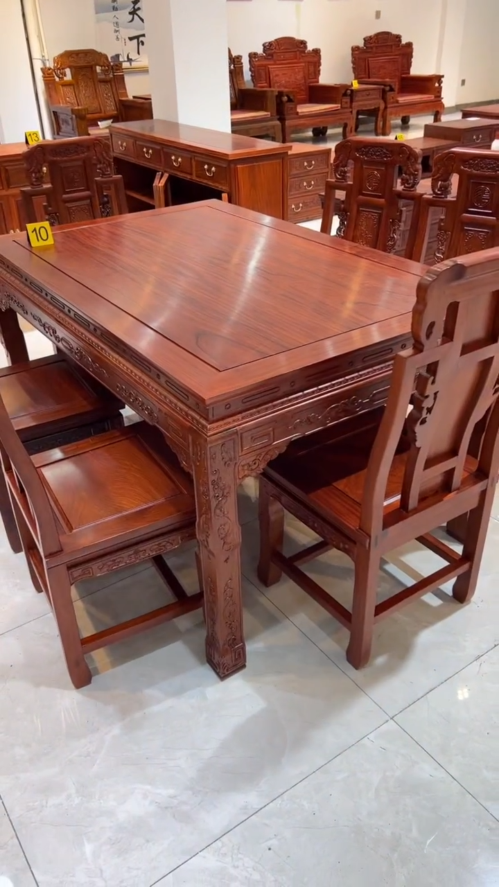 【闪购商品】花梨木类家具缅花大果紫檀餐桌
