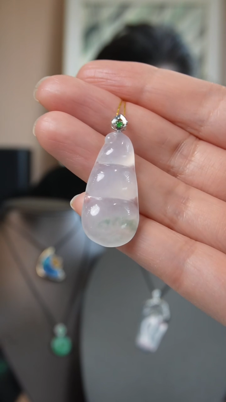 【闪购商品】翡翠颈饰18K金镶嵌天然缅甸翡翠吊坠