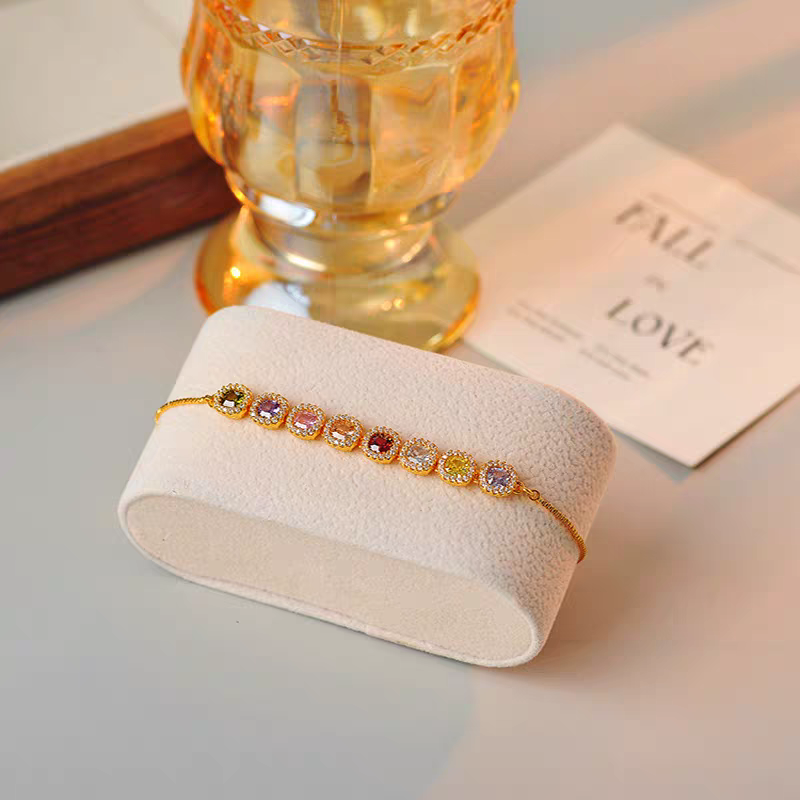 合金合成锆石手链 法【彩色方糖】手链7014