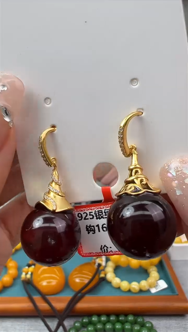 【闪购商品】琥珀耳饰未镶嵌63秒拍号
