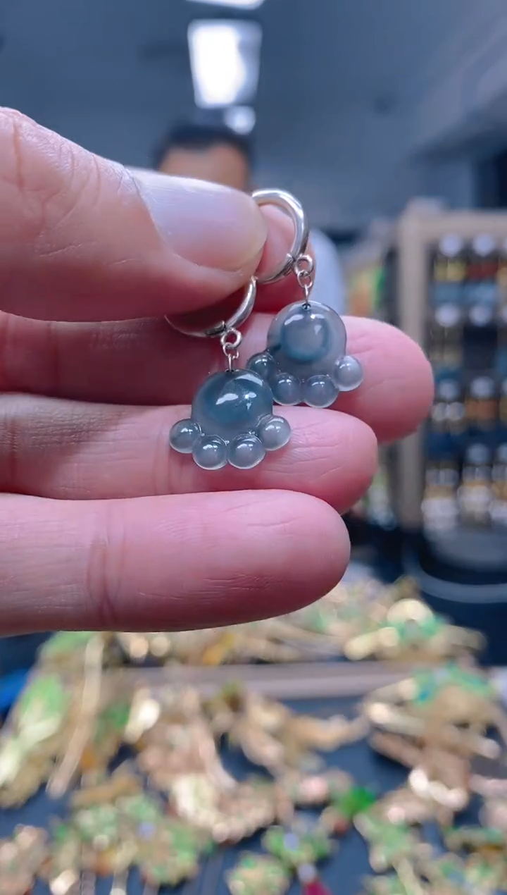 【闪购商品】翡翠耳饰银S925镶嵌301翡翠耳包