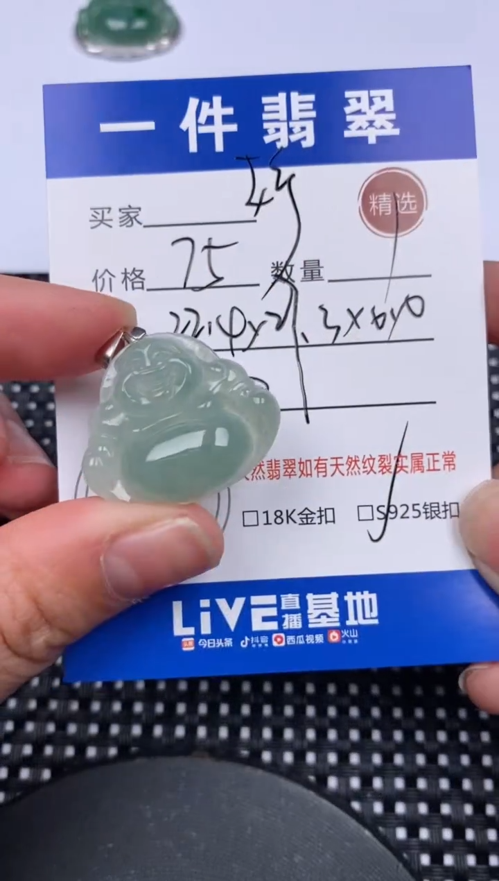 【闪购商品】翡翠颈饰银S925镶嵌挂件