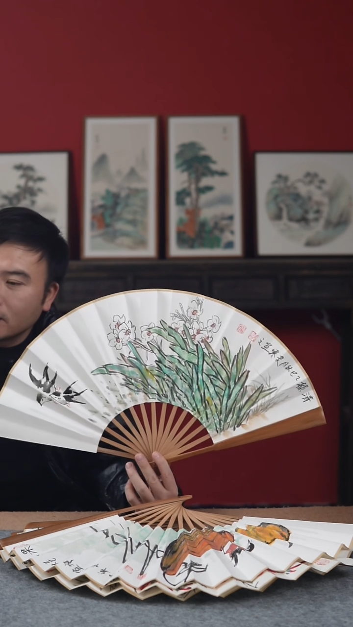 国画纯手绘纯手写-10寸扇子