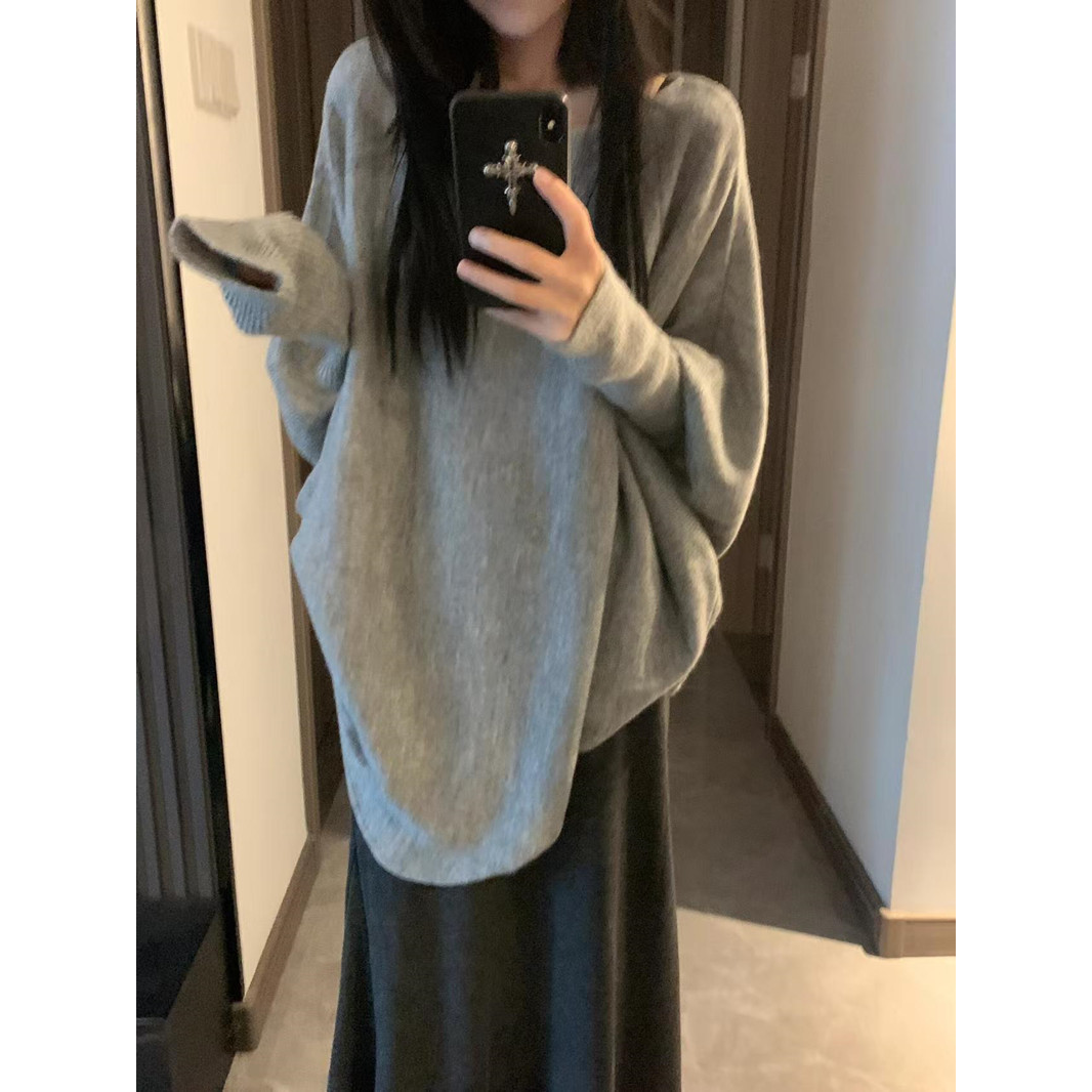 孕妇上衣2025新款蝙蝠袖毛衣慵懒风高级感不规则针织外穿上衣