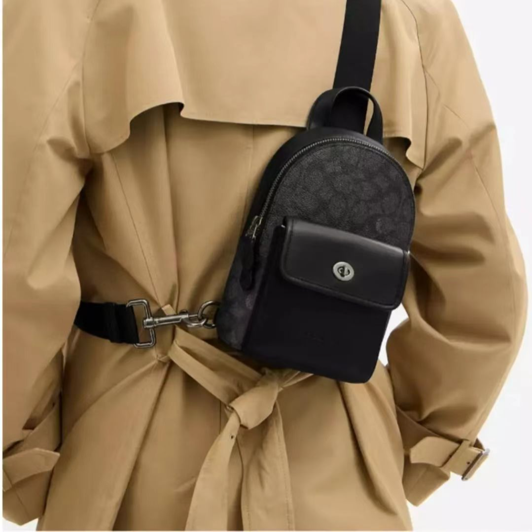 COACH/蔻驰Turnlock 16 斜挎包胸包16x9.5x23cm拉链情侣款N