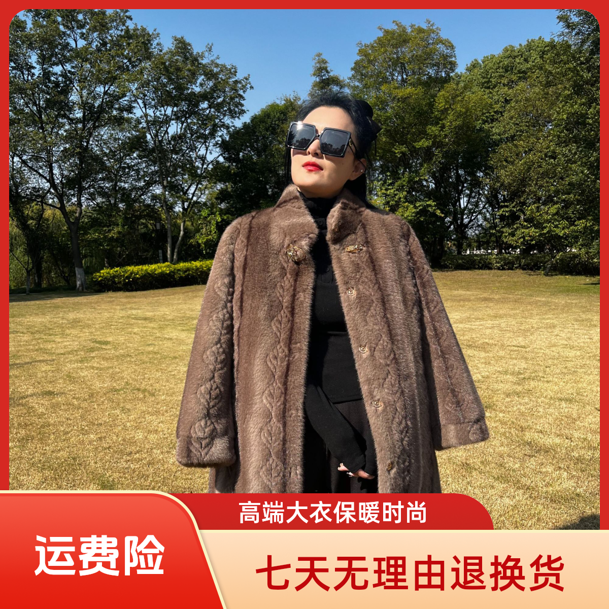 空气层加厚保暖外套绣苏工艺高端大衣时尚