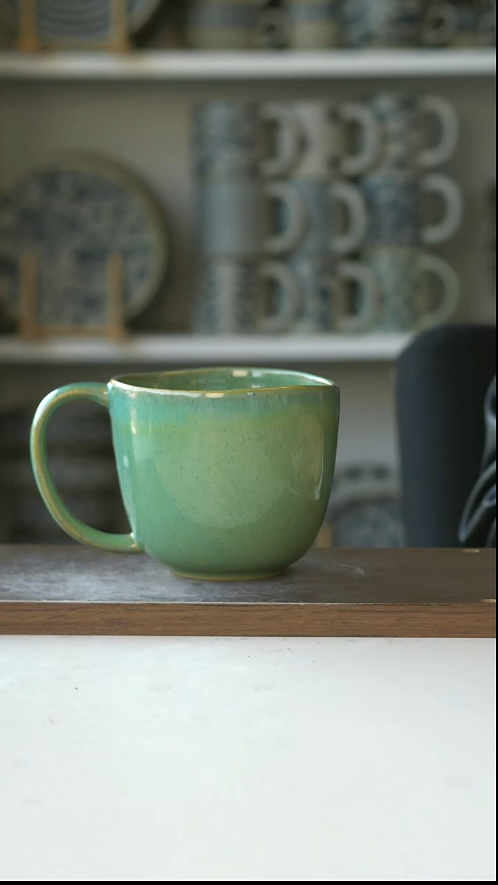 陶窑变青柠绿早餐500ml@4-2@微瑕