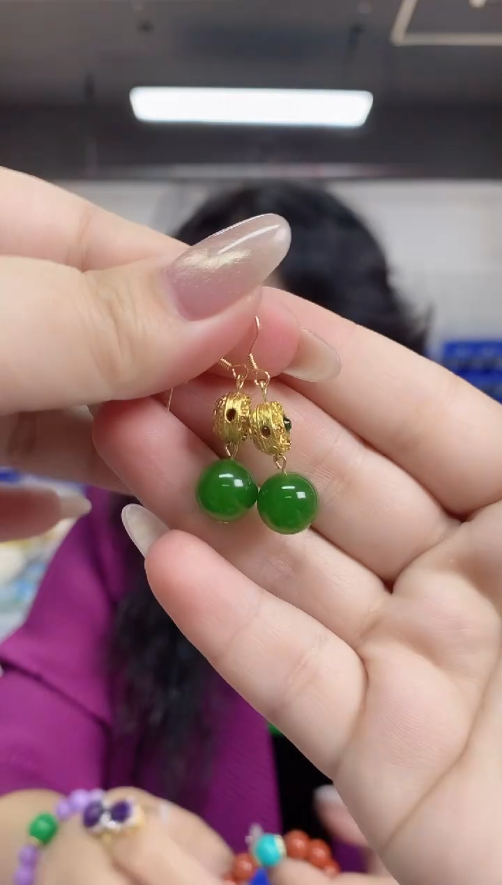 【闪购商品】和田玉未镶嵌耳饰多样性发其一颜色微差