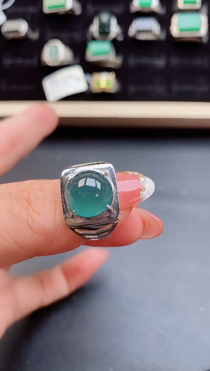 【闪购商品】翡翠戒指银S925镶嵌80500