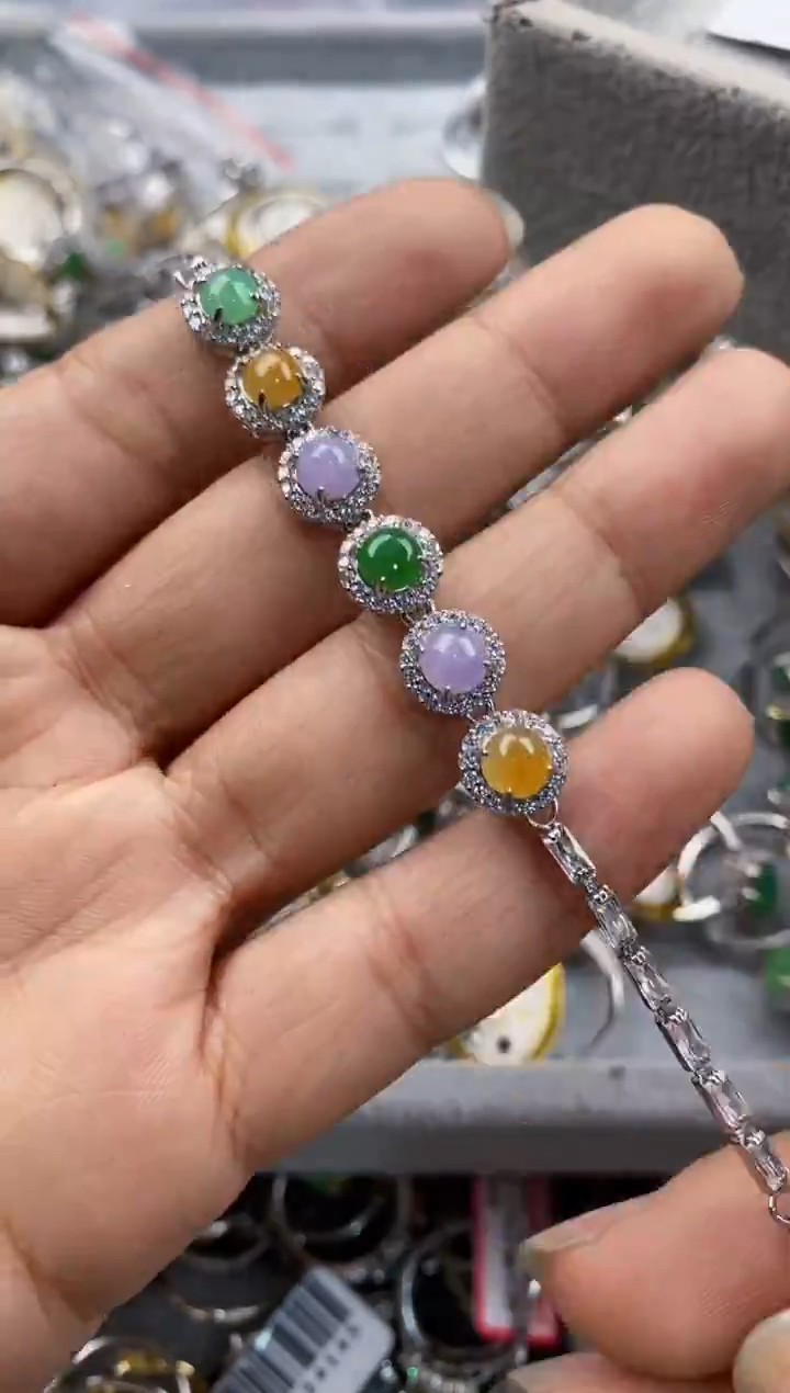 银S925镶嵌戒指翡翠666--1