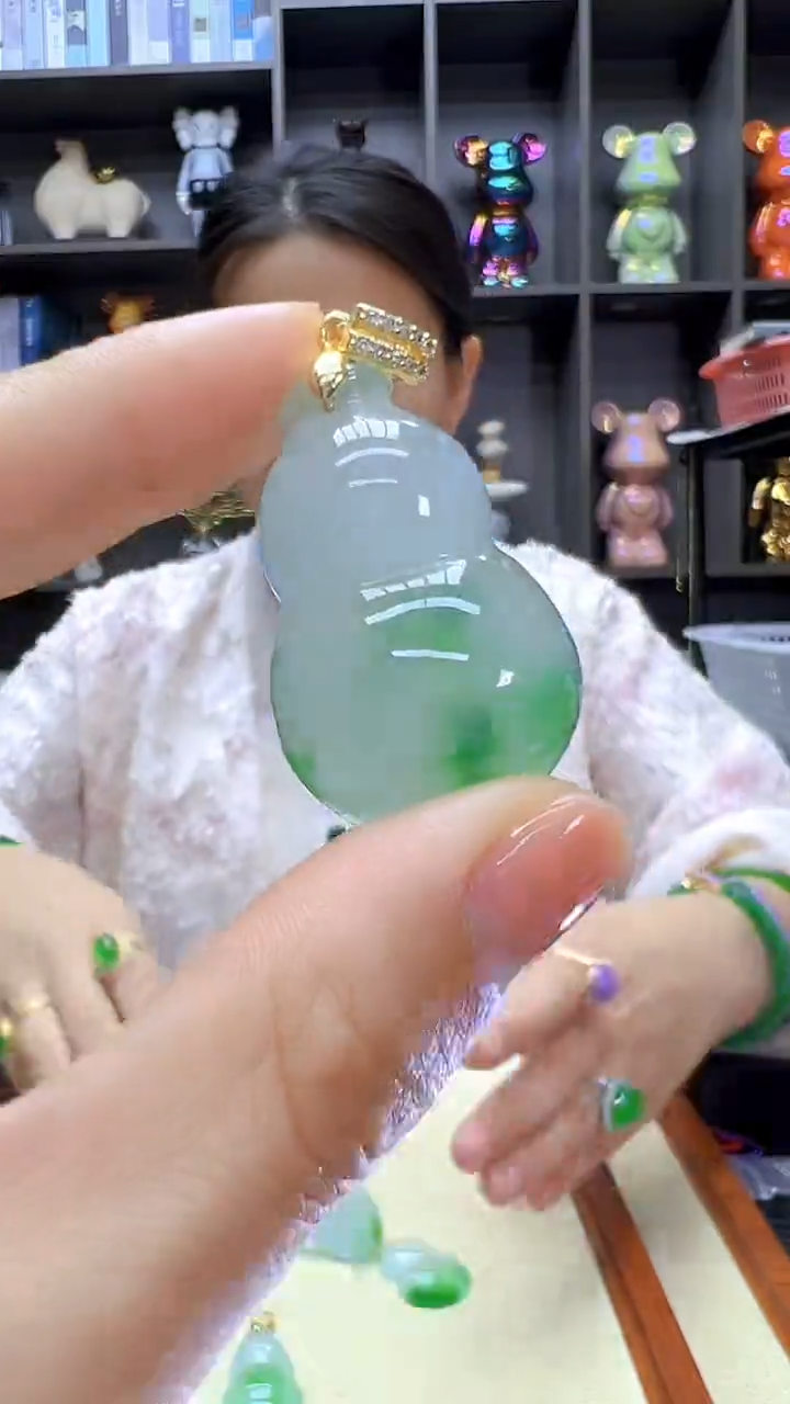 翡翠14K金镶嵌颈饰沉白diy劲饰