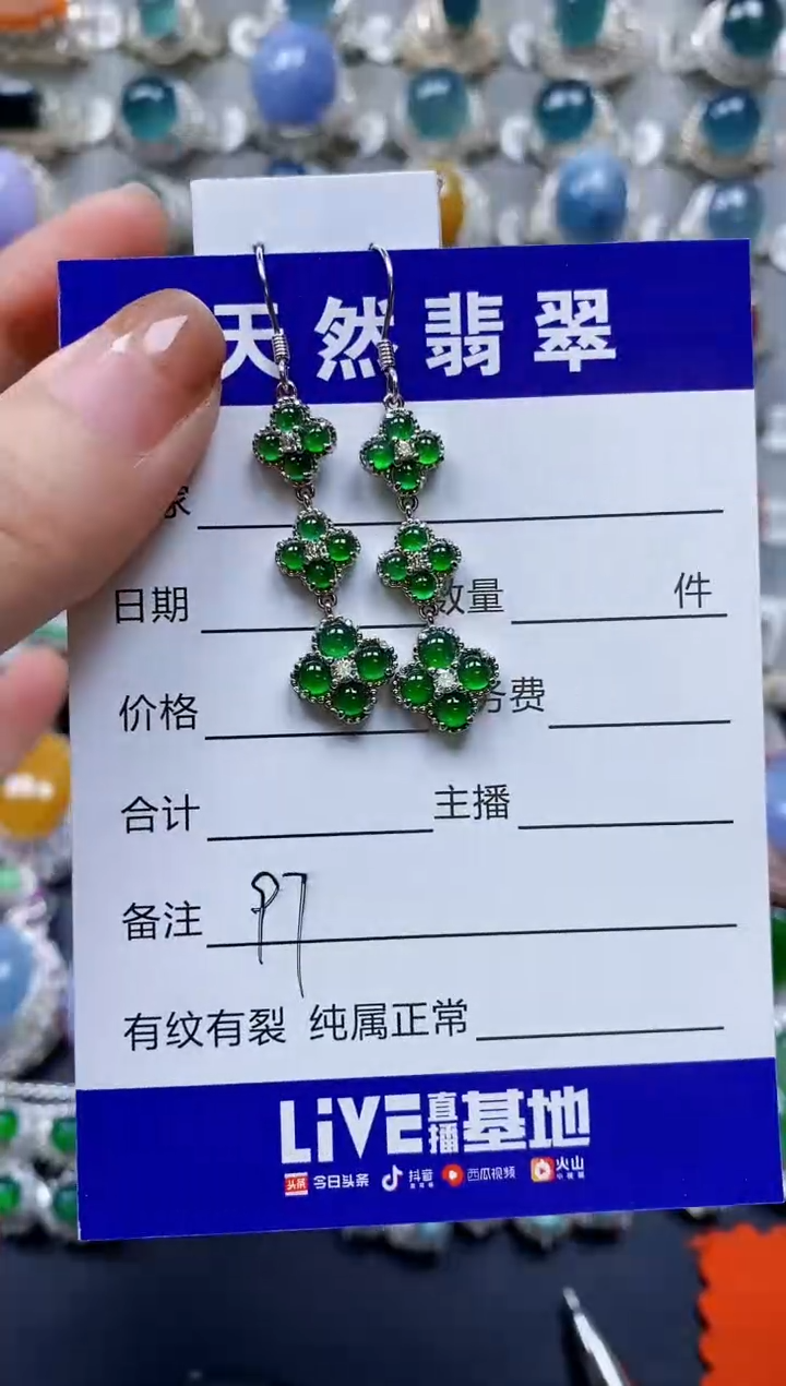【闪购商品】翡翠耳饰银S925镶嵌0097
