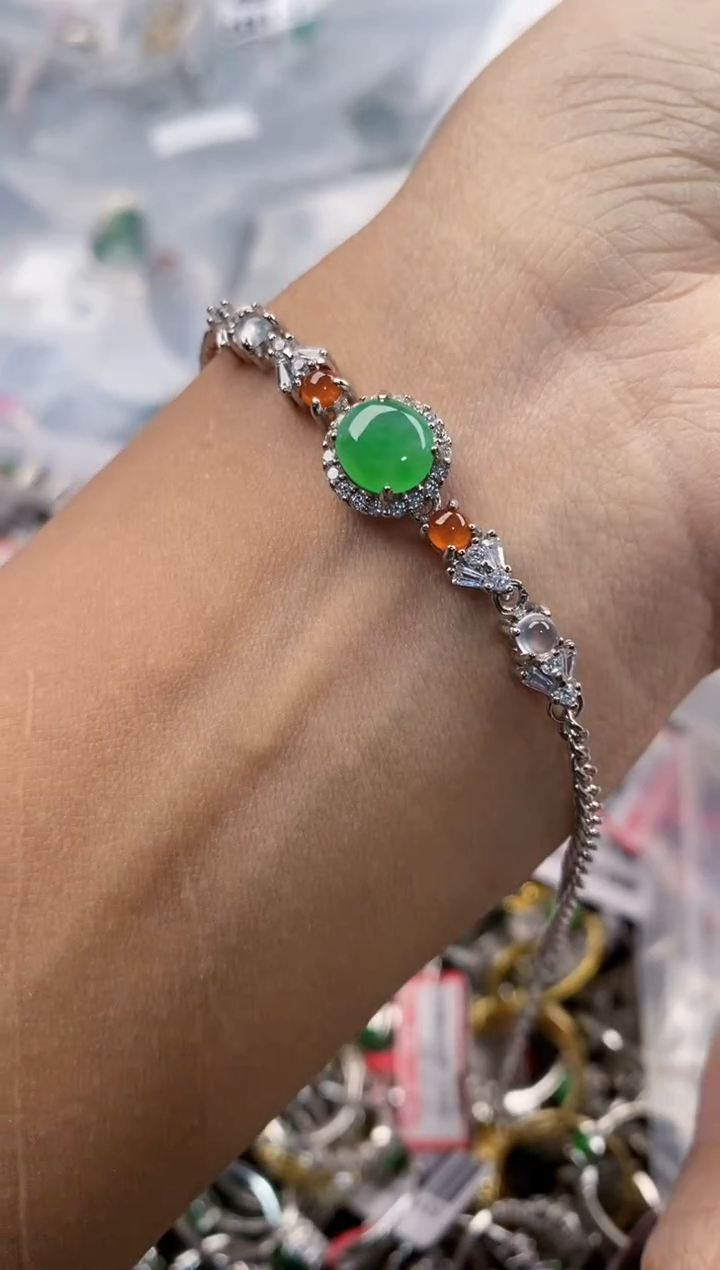 银S925镶嵌戒指翡翠1010---8