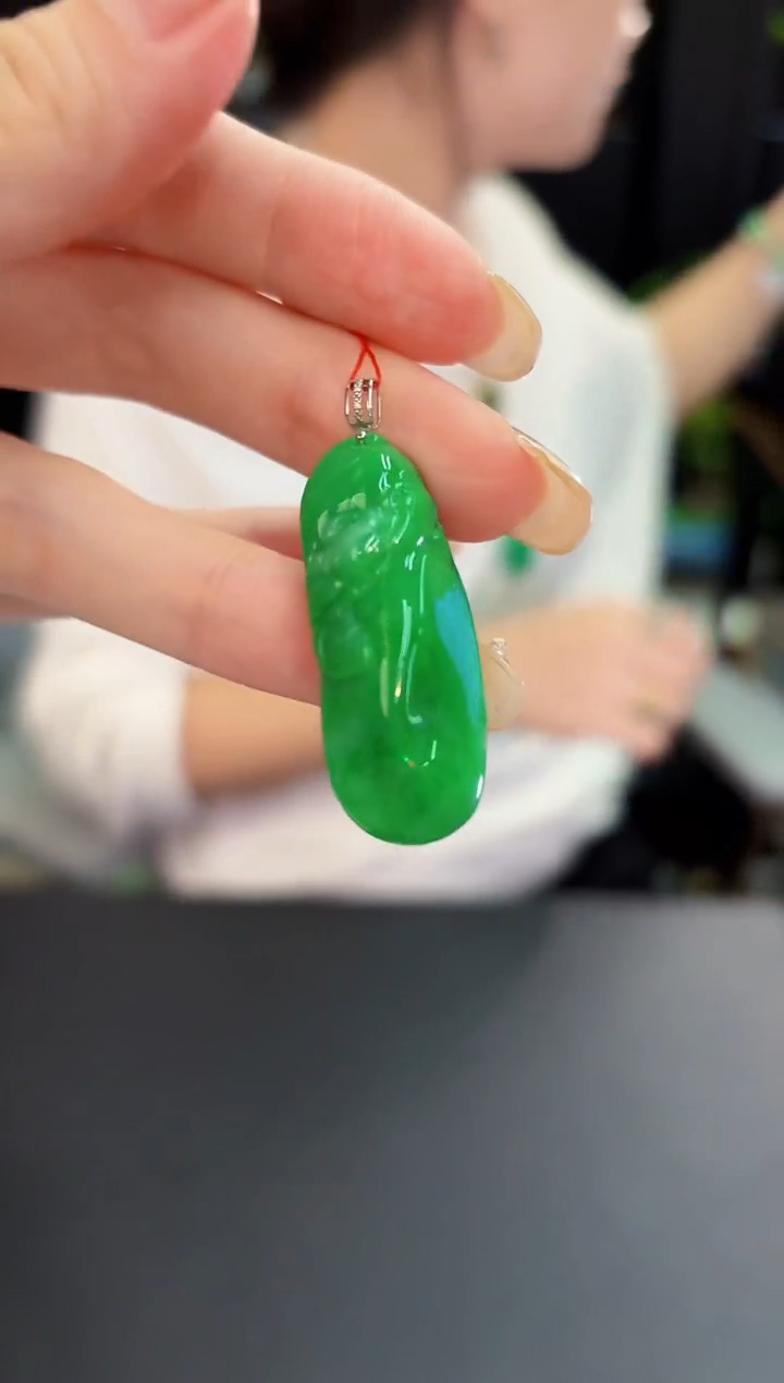 翡翠18K金镶嵌颈饰 缅料A货/支持复检/一件