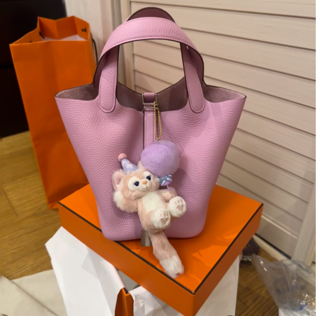 95新 Hermes/爱马仕 锦葵紫18菜篮子包 18980916