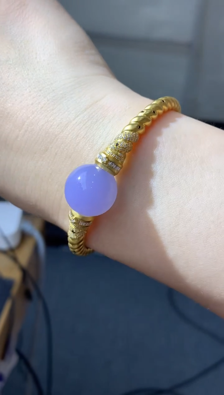 【闪购商品】翡翠手镯18K金镶嵌639-中国好珍宝