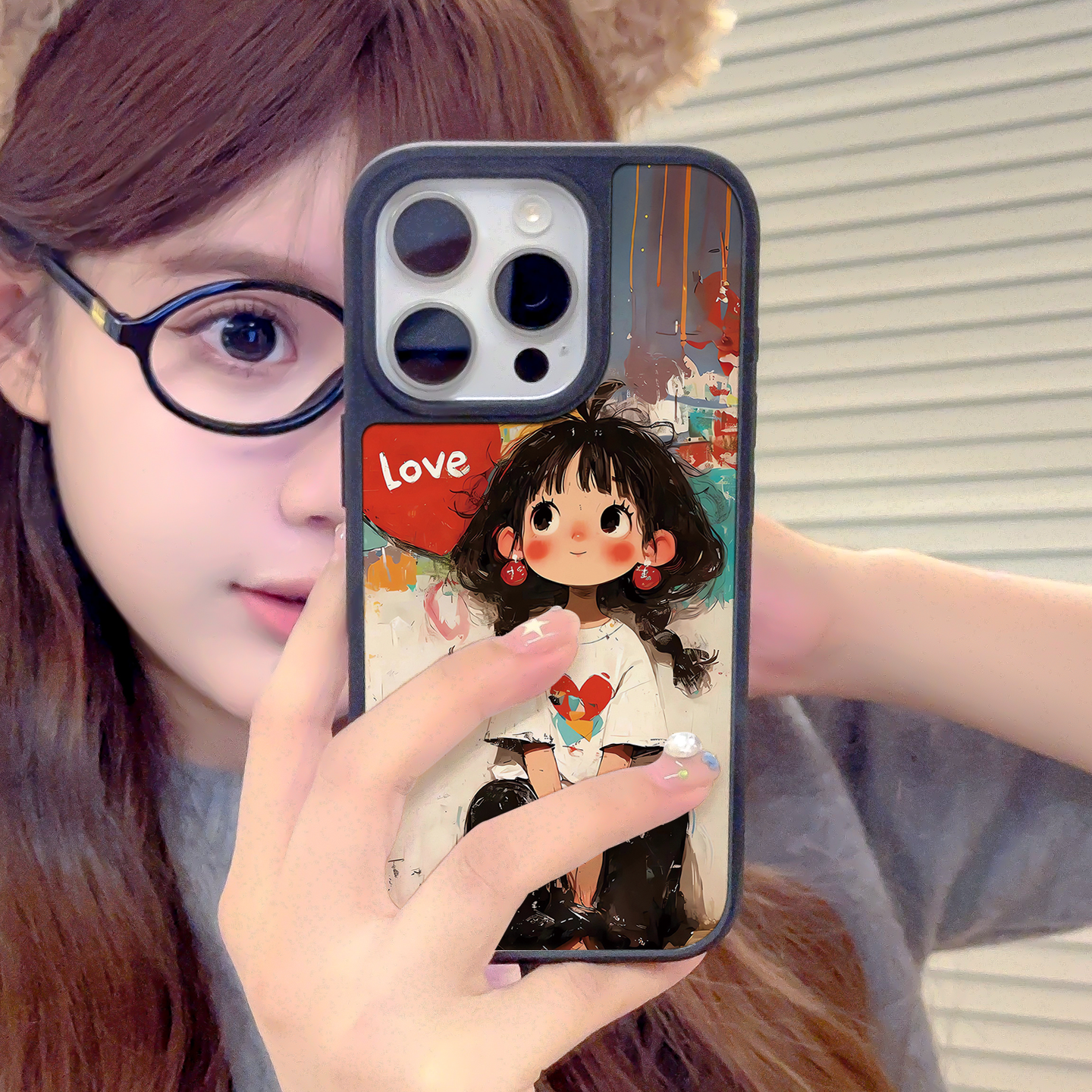 涂鸦女孩适用苹果16promax手机壳iphone15pro新款14可爱12磁吸