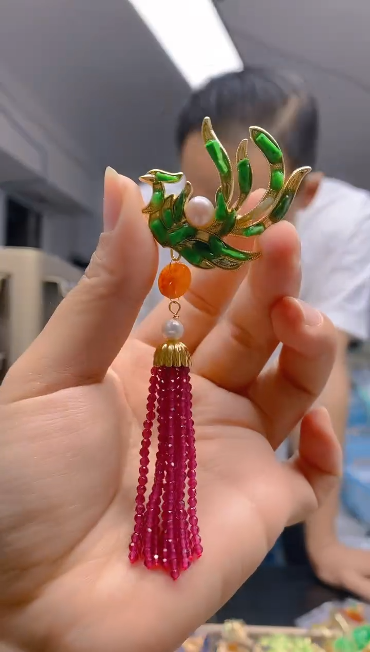 【闪购商品】翡翠耳饰合金0250翡翠胸针