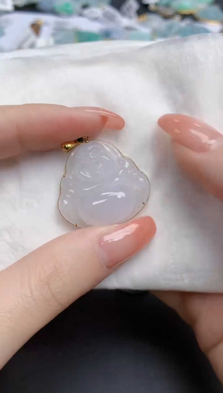 【闪购商品】翡翠颈饰18K金镶嵌天然缅甸翡翠A货