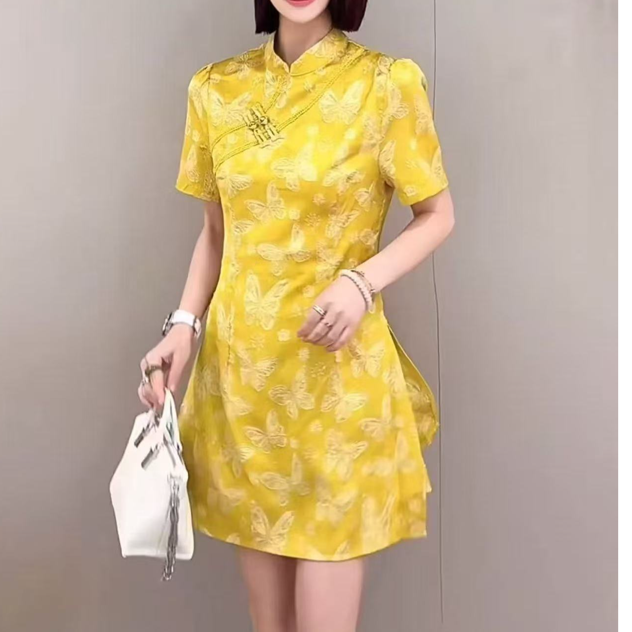 【晨浠定制】深圳南油国风印花旗袍+短裤套装7768