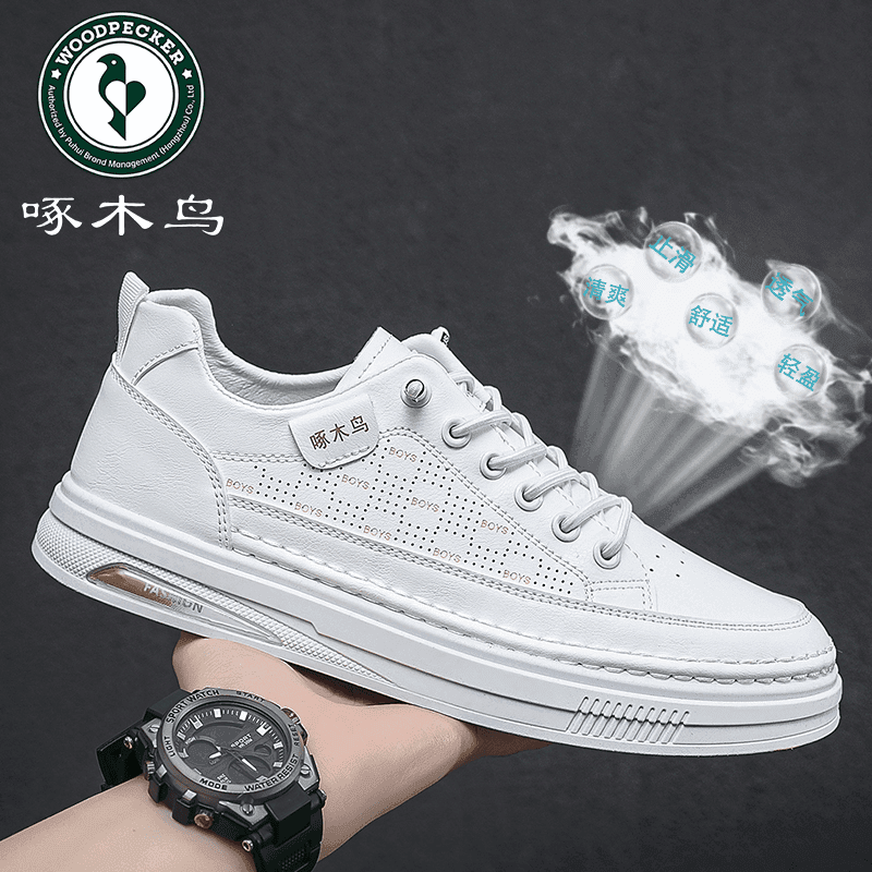啄木鸟 男士夏季透气小白鞋百搭运动休闲鞋潮鞋板鞋时尚男鞋222