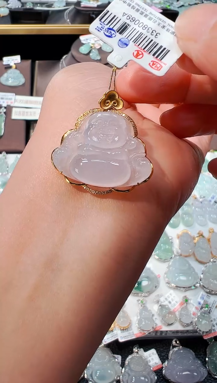 【闪购商品】翡翠吊坠(不含链)18K金镶嵌佛公吊坠69A