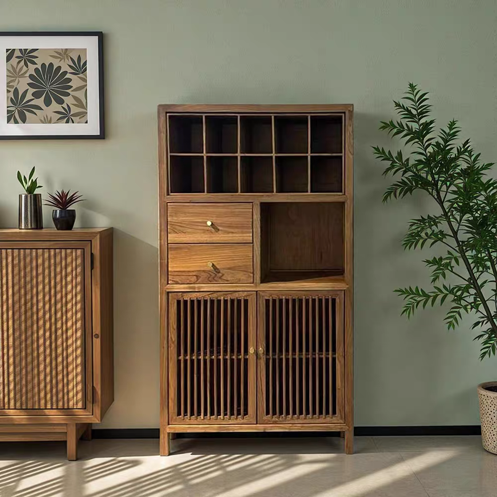 新中式中古风实木博古架置物架多宝阁收纳柜茶杯茶架展示柜茶室