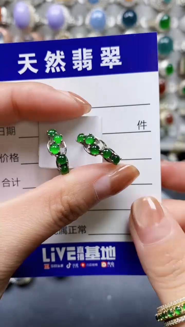 【闪购商品】翡翠耳饰银S925镶嵌0521